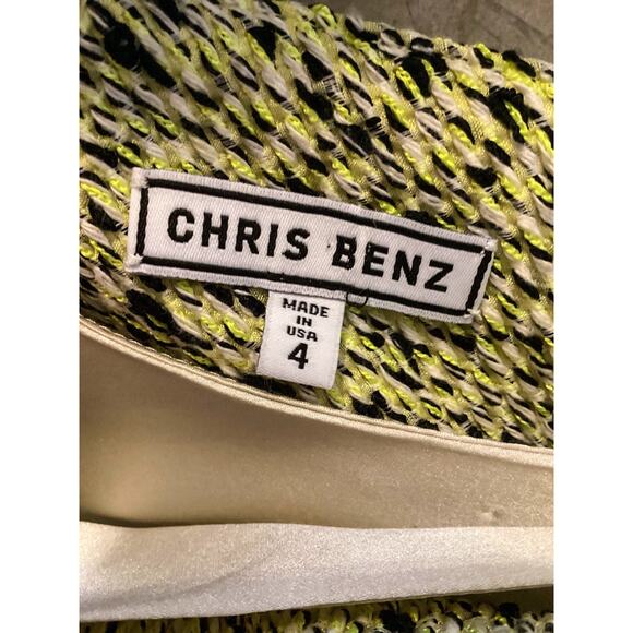 Chris Benz Rare Vogue Runway Dress - Size 4 Neon Green Tweed, USA Holiday Party - Picture 4 of 8